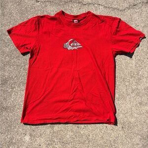 Quiksilver Men's Red Short Sleeve Tee with Center Logo